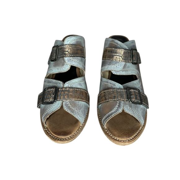 NWOB Freebird Steven Caprice Slip On Heeled Sandals Leather Big Buckle Size 11 - Picture 4 of 10